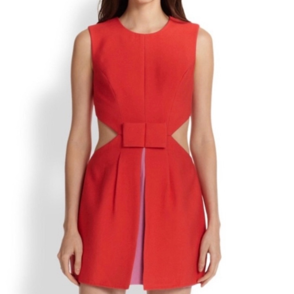 SIZE 6 BCBGMAXAZRIA RED CUTOUT DRESS